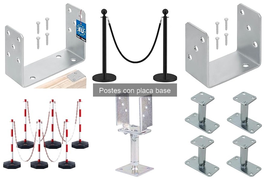 Comparativa de postes con placa base: madera, aluminio y PVC