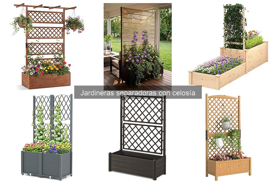 Jardineras separadoras con celosía para privacidad en el jardín